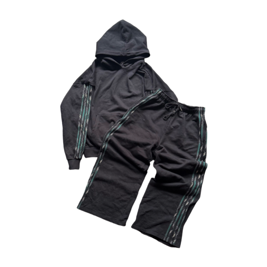 BLACK PLAID TRACK SET