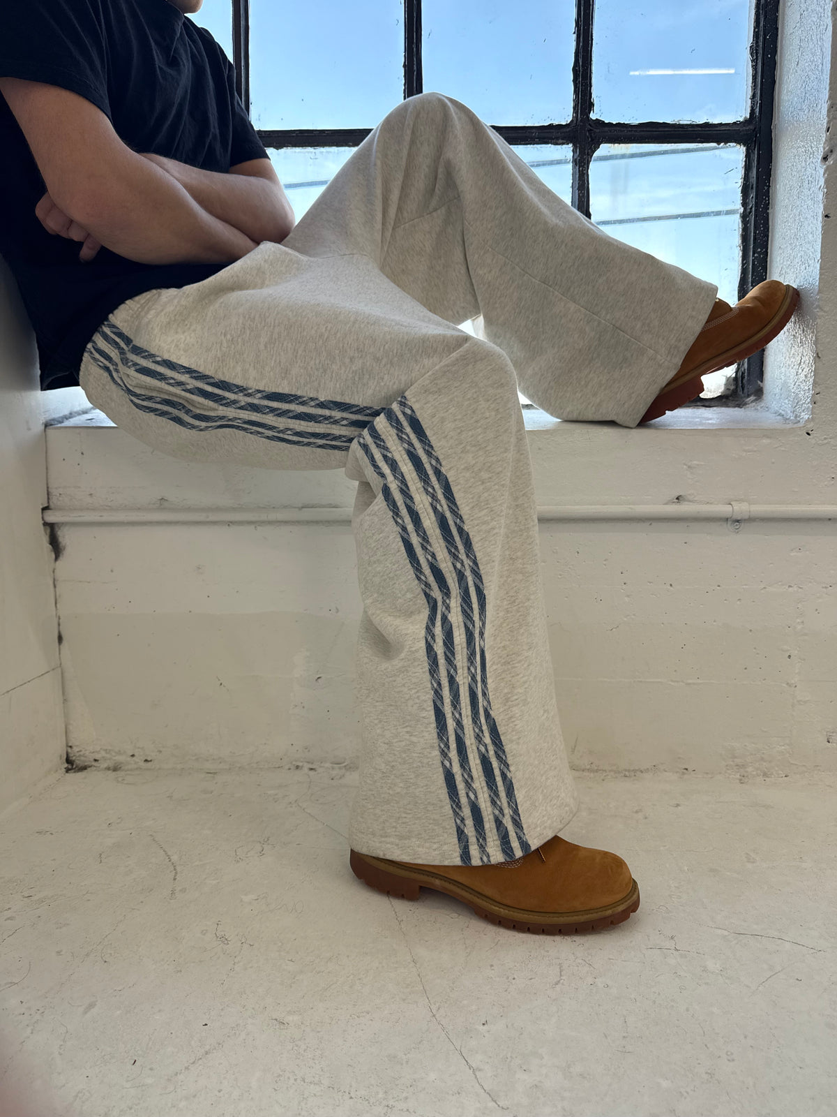GREY PLAID TRACK PANTS