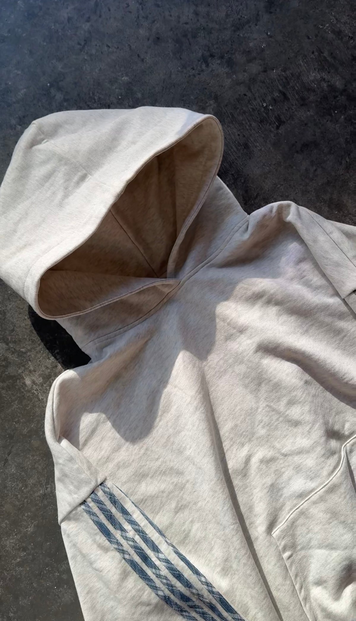 GREY PLAID TRACK HOODIE