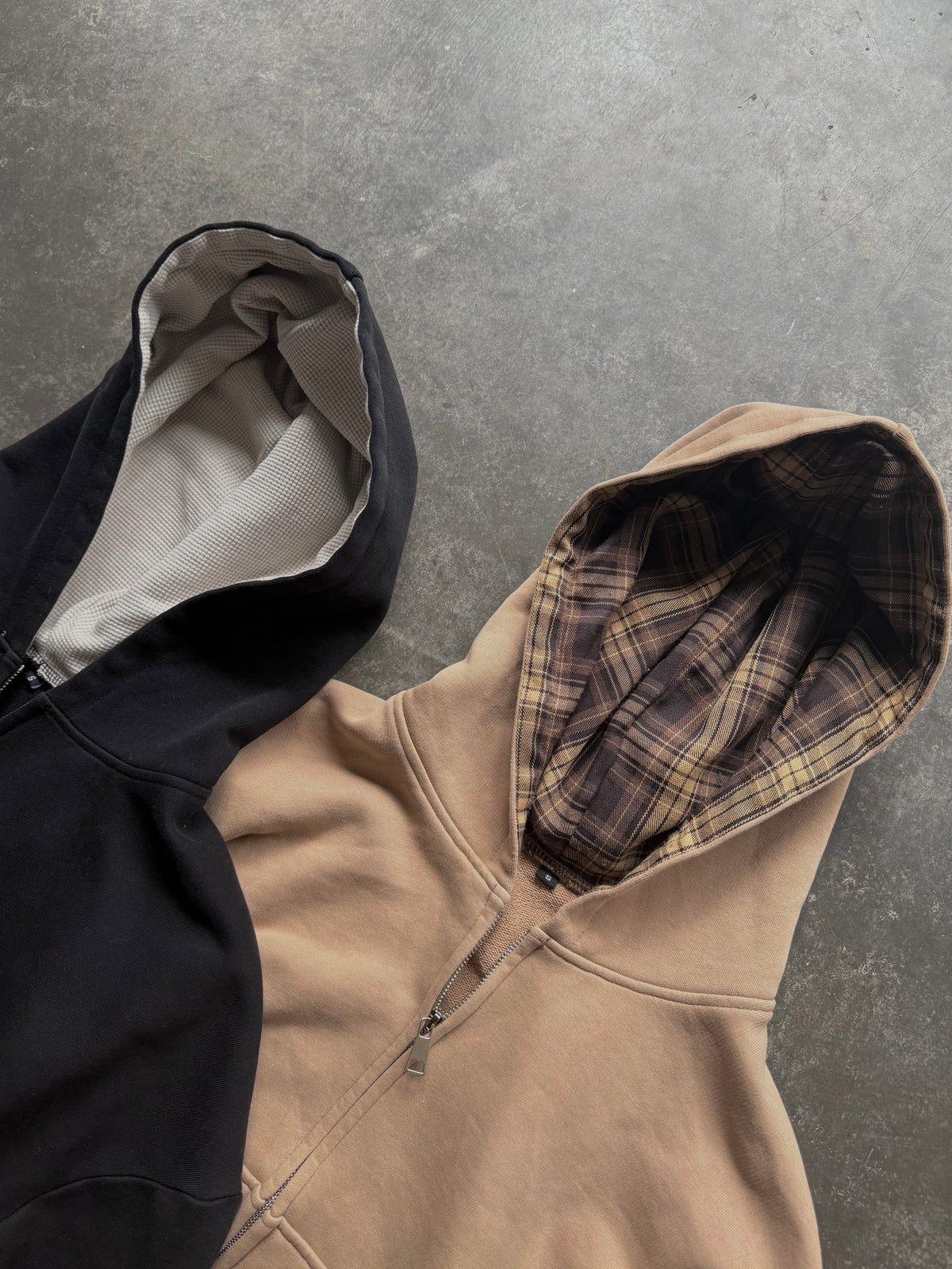 TAN PLAID ZIP