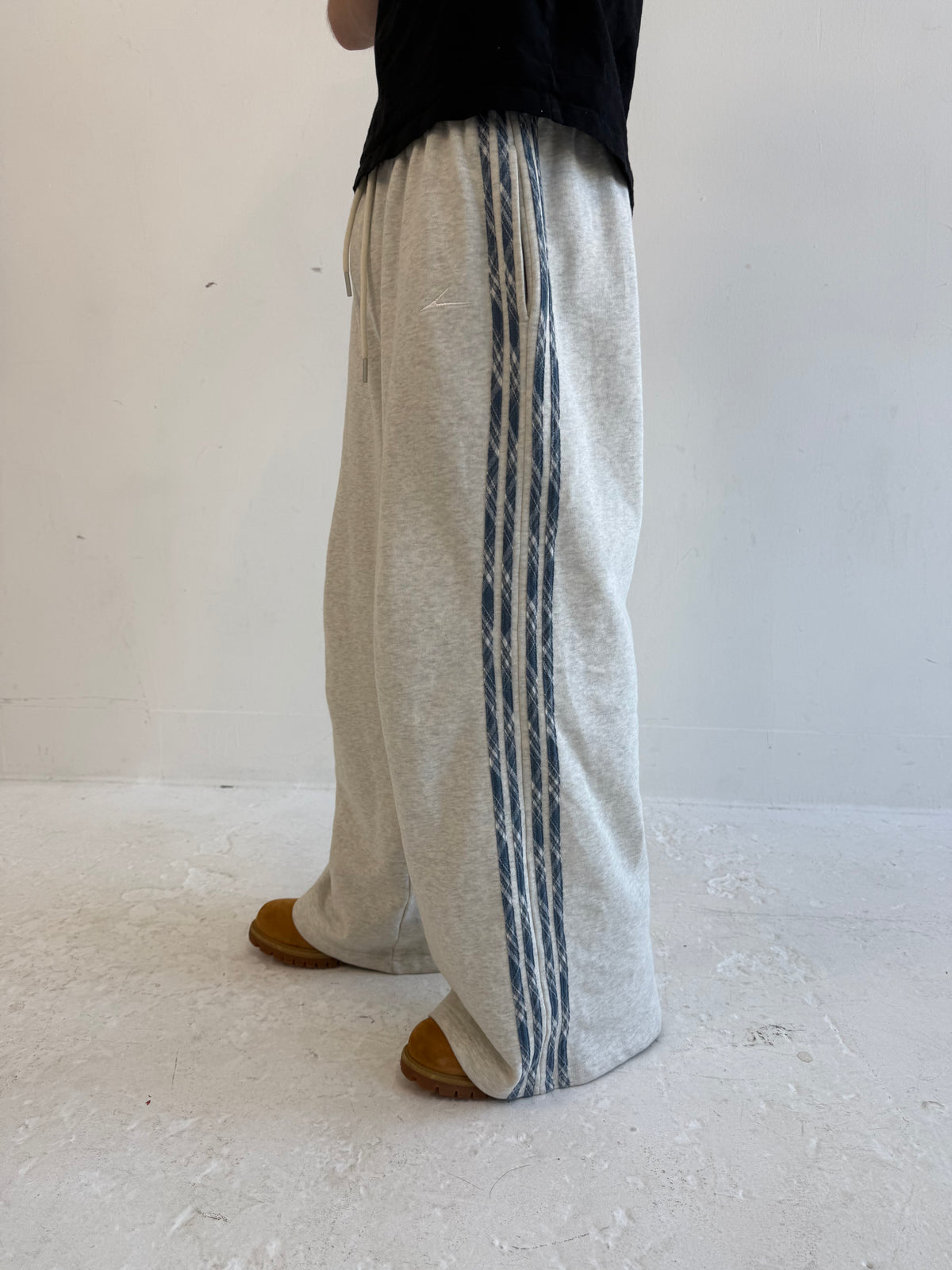 GREY PLAID TRACK PANTS