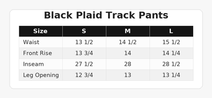 BLACK PLAID TRACK SET