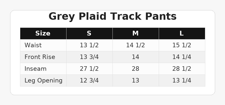 GREY PLAID TRACK PANTS