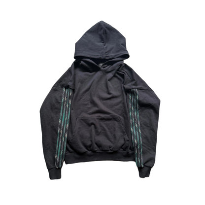 BLACK PLAID TRACK HOODIE